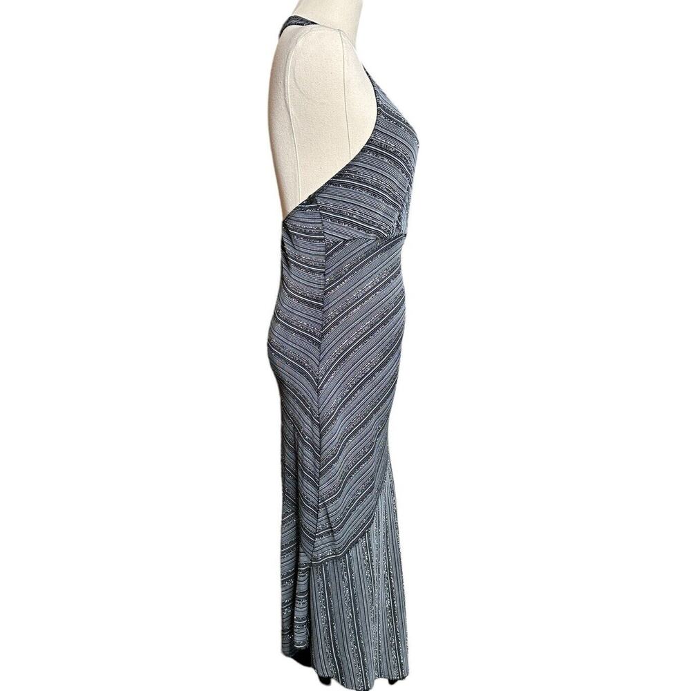 Vtg Y2K Charlotte Russe Black Silver Asymmetrical Hem Prom Party Halter Dress L - Picture 8 of 11
